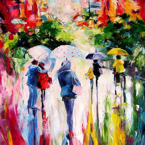 Rainy Day in the Cit Gold Ornate Wood Framed Art Print with Double Matting by Kovacs, Anna Brigite