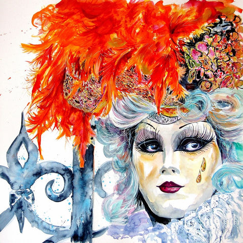 Carnival of Venice I Black Modern Wood Framed Art Print by Kovacs, Anna Brigite