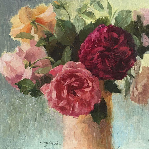 Happy May Black Ornate Wood Framed Art Print with Double Matting by Strube, Ling