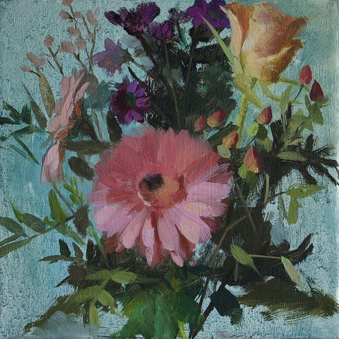 Gerbera Black Modern Wood Framed Art Print with Double Matting by Strube, Ling