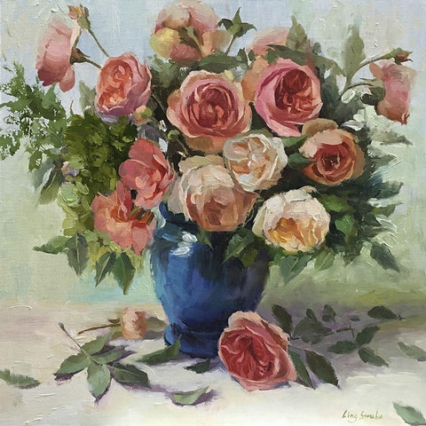 Happy Day Gold Ornate Wood Framed Art Print with Double Matting by Strube, Ling