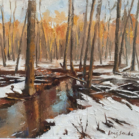 An Evening in Winter Black Modern Wood Framed Art Print by Strube, Ling