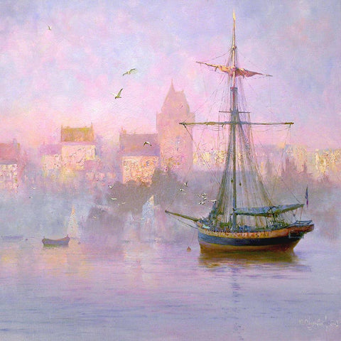 Morning Dreams Black Ornate Wood Framed Art Print with Double Matting by Obuchovsky, Yury