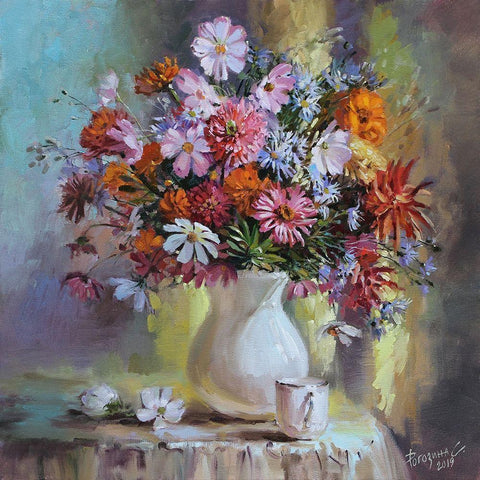 Autumn Bouquet Black Modern Wood Framed Art Print with Double Matting by Rogozina, Svetlana