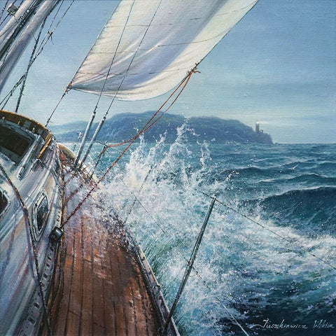 On the Crest of a Wave White Modern Wood Framed Art Print with Double Matting by Yushkevich, Viktor