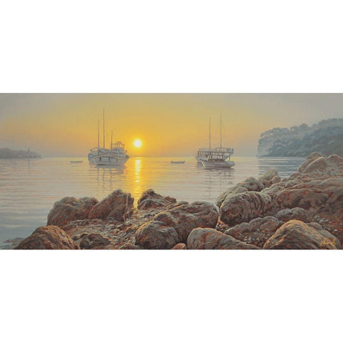 Sunrise Black Modern Wood Framed Art Print with Double Matting by Adamov, Alexey