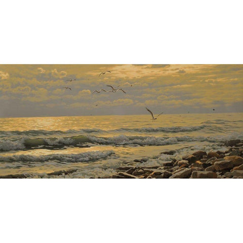 Warm Sea II Gold Ornate Wood Framed Art Print with Double Matting by Adamov, Alexey