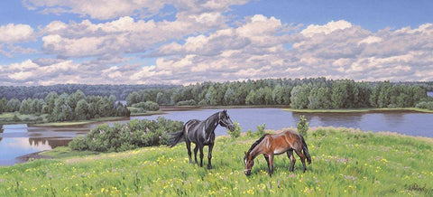 Summer Day Black Ornate Wood Framed Art Print with Double Matting by Adamov, Alexey