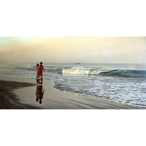 By the Sea Black Modern Wood Framed Art Print with Double Matting by Adamov, Alexey