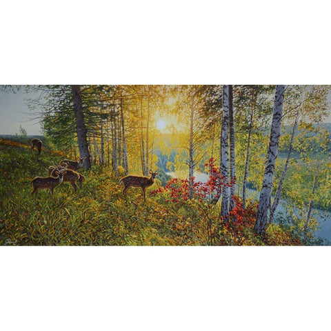 Autumn Day Gold Ornate Wood Framed Art Print with Double Matting by Adamov, Alexey