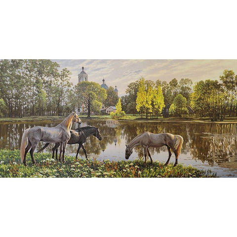 The Morning Gold Ornate Wood Framed Art Print with Double Matting by Adamov, Alexey