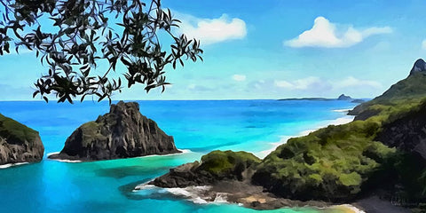 Tropical Coast III White Modern Wood Framed Art Print with Double Matting by Medeiros, Celito