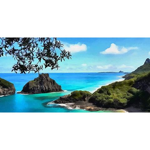 Tropical Coast III Black Modern Wood Framed Art Print by Medeiros, Celito