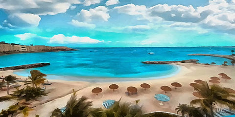 The Beach III White Modern Wood Framed Art Print with Double Matting by Medeiros, Celito