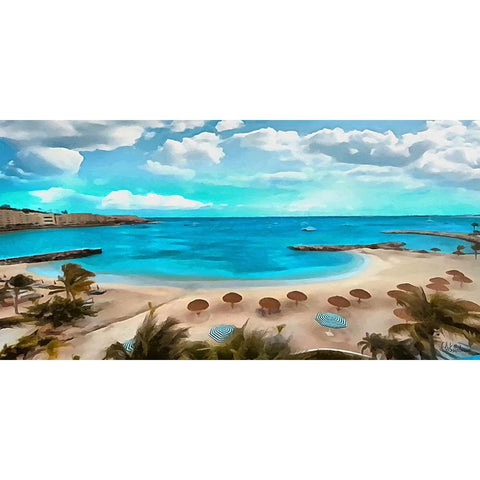 The Beach III White Modern Wood Framed Art Print by Medeiros, Celito