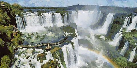 Iguazu Watterfalls III Black Modern Wood Framed Art Print by Medeiros, Celito