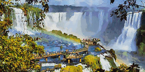 Iguazu Watterfalls IV Black Modern Wood Framed Art Print by Medeiros, Celito