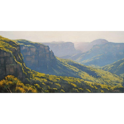 Govetts Leap Blue Mountains Black Modern Wood Framed Art Print by Gercken, Graham