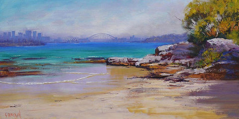 Sydney Harbour White Modern Wood Framed Art Print with Double Matting by Gercken, Graham