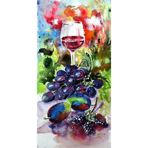 Still Life with Wine and Fruits I Gold Ornate Wood Framed Art Print with Double Matting by Kovacs, Anna Brigite