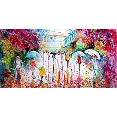 Colorful Fall in the City Black Modern Wood Framed Art Print by Kovacs, Anna Brigite