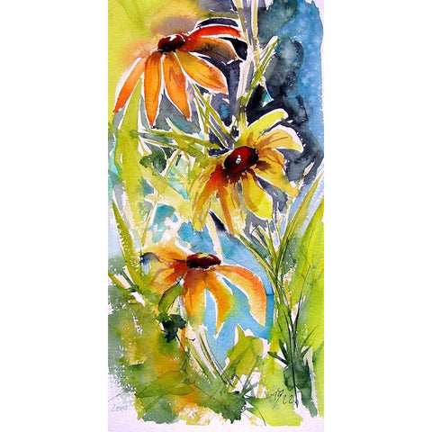 Yellow Flowers White Modern Wood Framed Art Print by Kovacs, Anna Brigite