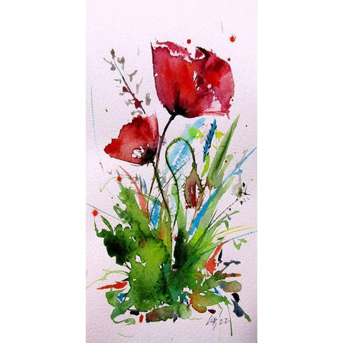 Sweet Poppies White Modern Wood Framed Art Print by Kovacs, Anna Brigite