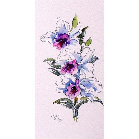 Tropical Floral  Black Modern Wood Framed Art Print with Double Matting by Kovacs, Anna Brigite