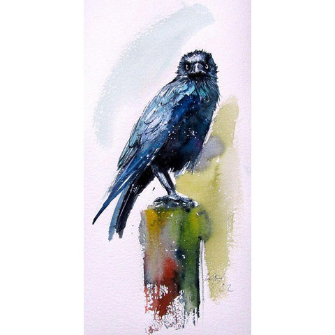 Crow Gold Ornate Wood Framed Art Print with Double Matting by Kovacs, Anna Brigite