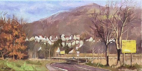 Village in Germany Black Ornate Wood Framed Art Print with Double Matting by Strube, Ling