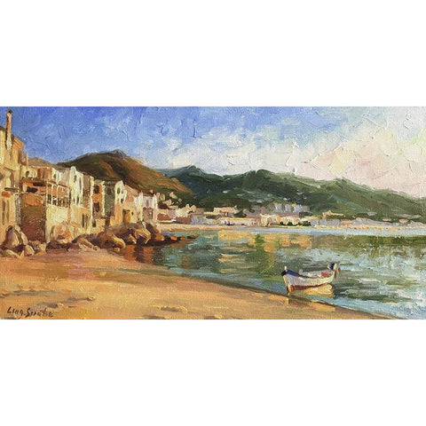 Cefalu Sicily Evening Black Modern Wood Framed Art Print with Double Matting by Strube, Ling