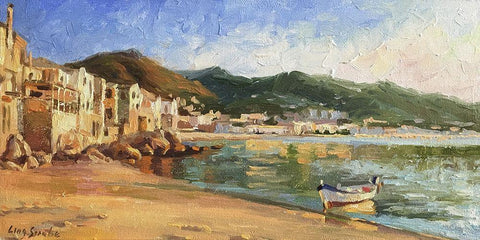 Cefalu Sicily Evening White Modern Wood Framed Art Print with Double Matting by Strube, Ling