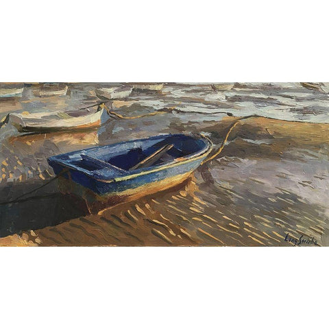 A Boat in Cadiz White Modern Wood Framed Art Print by Strube, Ling
