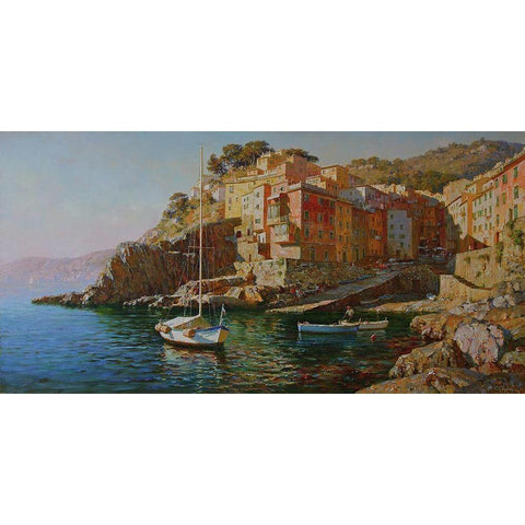 Lago Maggiore Black Modern Wood Framed Art Print by Obuchovsky, Yury
