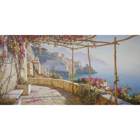 Amalfi. Colors of Autumn White Modern Wood Framed Art Print by Obuchovsky, Yury