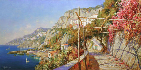 Amalfi White Modern Wood Framed Art Print with Double Matting by Obuchovsky, Yury