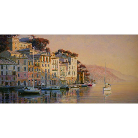 Portofino White Modern Wood Framed Art Print by Obuchovsky, Yury