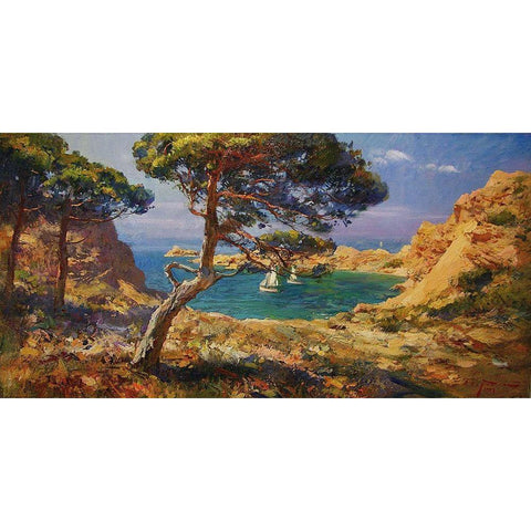 Rocky Coast XXI White Modern Wood Framed Art Print by Sviridov, Sergei
