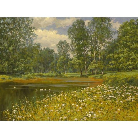 Spring Landscape II Black Modern Wood Framed Art Print with Double Matting by Adamov, Alexey