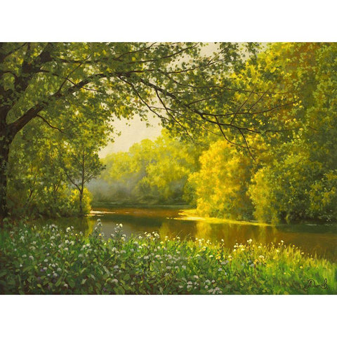 Spring Landscape V Black Modern Wood Framed Art Print with Double Matting by Adamov, Alexey