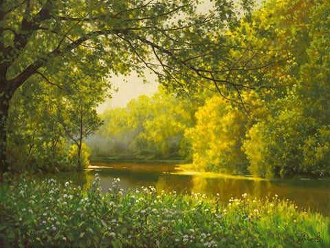 Spring Landscape V Black Ornate Wood Framed Art Print with Double Matting by Adamov, Alexey