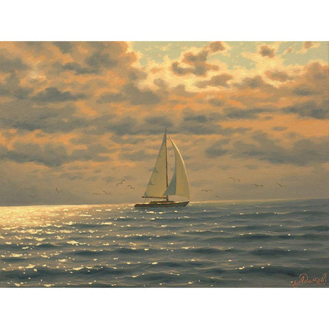 Sail on the Sea Black Modern Wood Framed Art Print by Adamov, Alexey