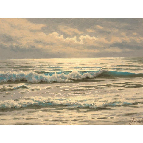 Just Waves Black Modern Wood Framed Art Print with Double Matting by Adamov, Alexey