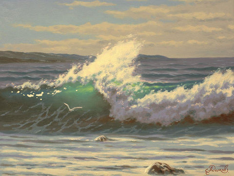 Big Wave Black Ornate Wood Framed Art Print with Double Matting by Adamov, Alexey