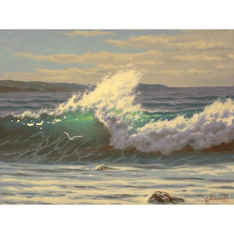 Big Wave Black Modern Wood Framed Art Print with Double Matting by Adamov, Alexey