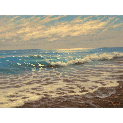 Waves by the coast Black Modern Wood Framed Art Print by Adamov, Alexey