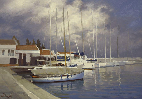 Yacht Club White Modern Wood Framed Art Print with Double Matting by Adamov, Alexey