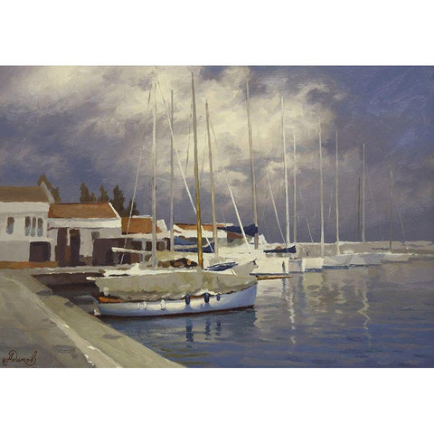 Yacht Club White Modern Wood Framed Art Print by Adamov, Alexey