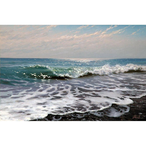 Surf Waves Gold Ornate Wood Framed Art Print with Double Matting by Adamov, Alexey