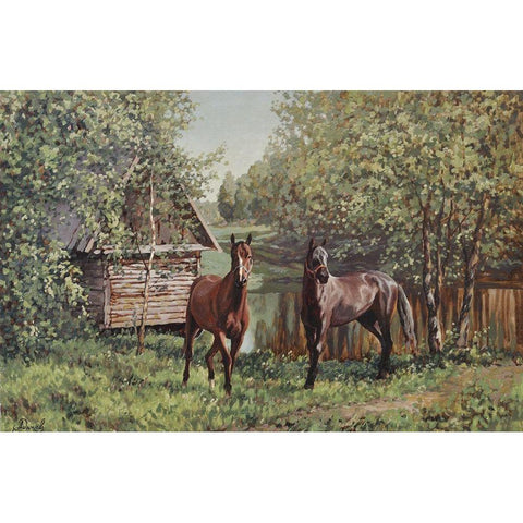 In the Spring Gold Ornate Wood Framed Art Print with Double Matting by Adamov, Alexey